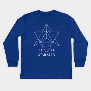 Starseed Tetrahedron Sacred Geometry Kids Long Sleeve T-Shirt